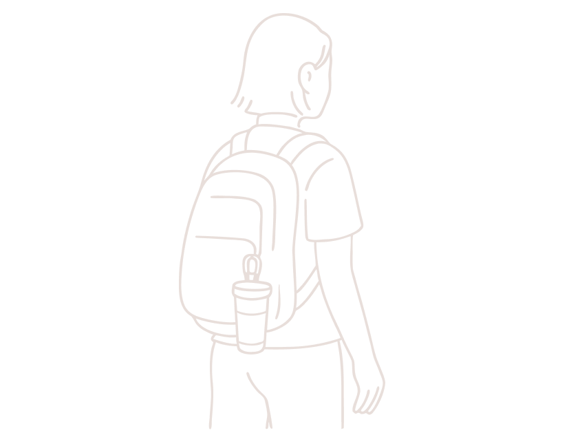 Hand-drawn sketch of a person using a reusable cup.